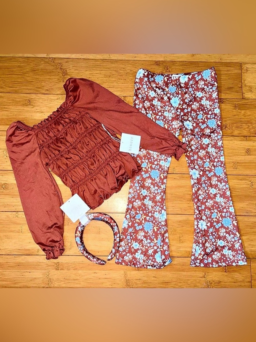 NWT Girl’s Size 5 Outfit - Smocked Top & Flare Pants Set with Headband